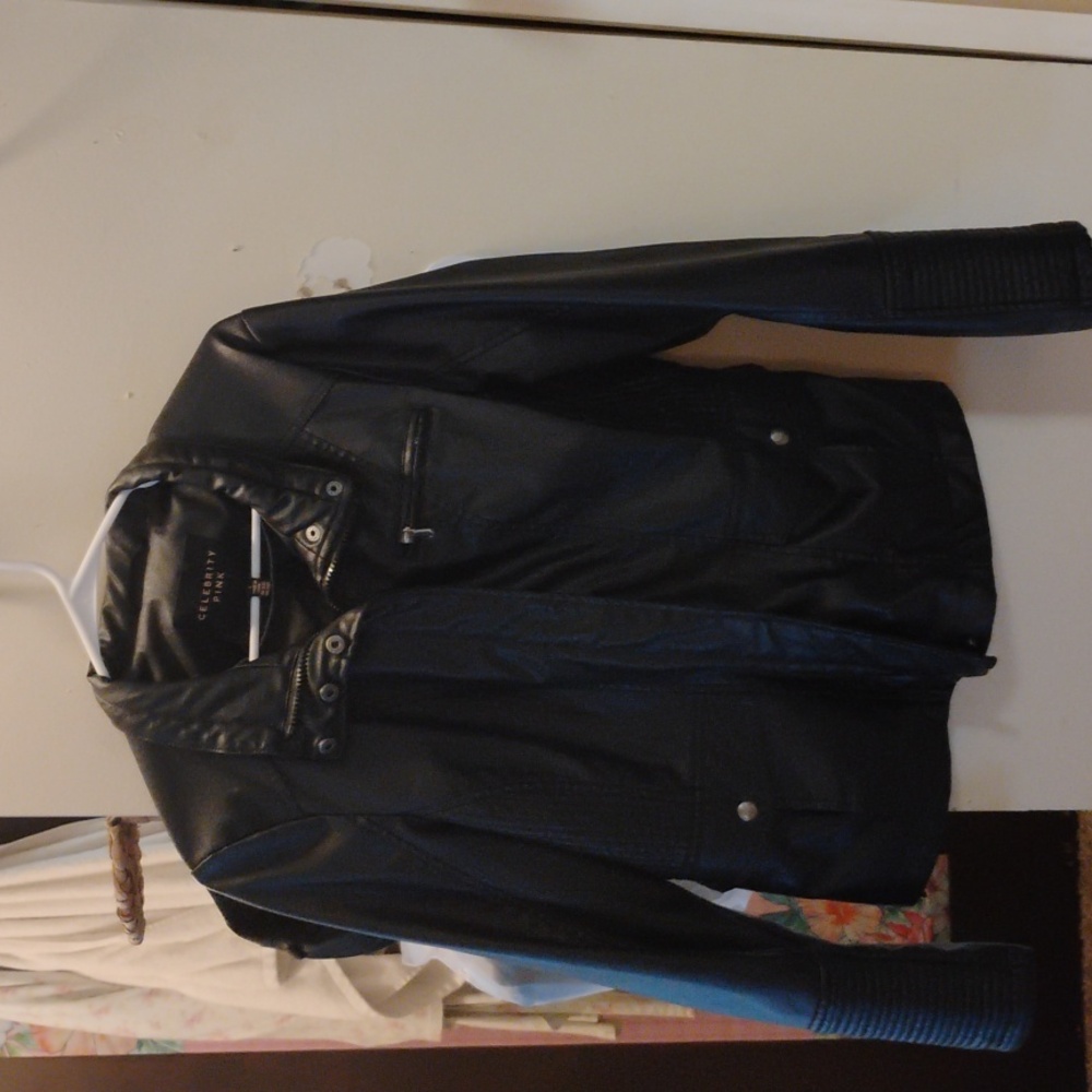 Celebrity Pink Men's Black Faux Leather Jacket